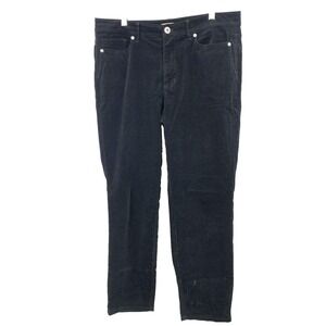 J Jill Women Size 12 Pants Black Corduroy Straight Leg Cotton Stretch High Rise